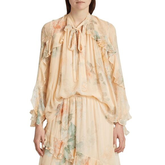 Zimmermann Pleated Floral Blouse AU1/US6 $725